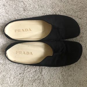 Prada Silk and Leather Slides